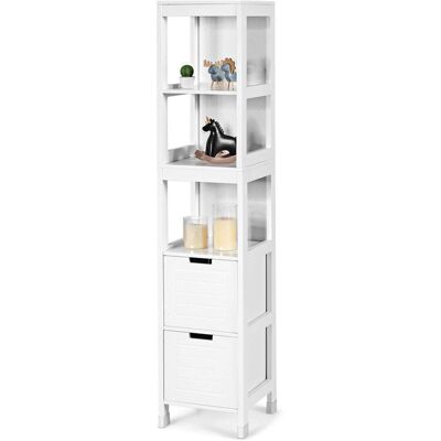 COSTWAY Armadio Alto Di Stoccaggio, Armadietto Moderno, Scaffale Multiuso,144,5 X 30 X 30 Cm, Bianco - COSTWAY Armadio Alto Di Stoccaggio, Armadietto Moderno, Scaffale Multiuso,144,5 X 30 X 30 Cm, Bianco -