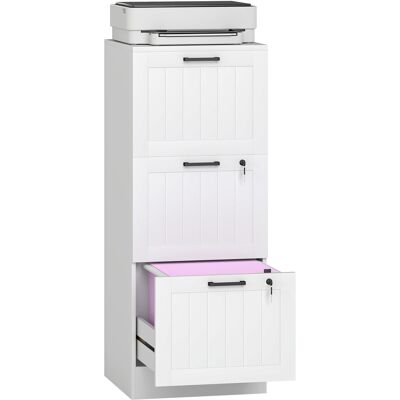 TORMATOR Mobile Da Ufficio, Contenitore In Legno Con 3 Cassetti E Serratura, Barre Appendiabiti Regolabili, 40 X 40 X 101 Cm, Bianco TORMATOR Mobile Da Ufficio, Contenitore In Legno Con 3 Cassetti E Serratura, Barre Appendiabiti Regolabili, 40 X 40 X 101 Cm, Bianco