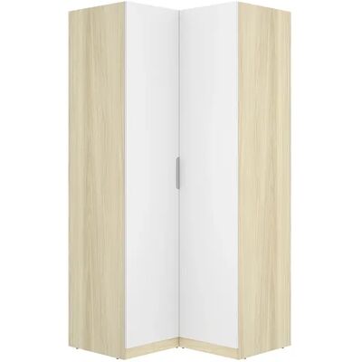 Unique Armadio Angolare 2 Ante L97 Cm Bianco E Naturale Chiaro - Kalony Unique Armadio Angolare 2 Ante L97 Cm Bianco E Naturale Chiaro - Kalony