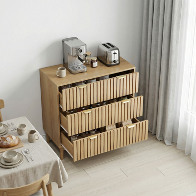 MODFU Cassettiera A 3 Cassetti In Stile Retrò Con Frontale A Griglia, Ideale Per Soggiorno, Camera Da Letto O Ingresso, In Mdf Effetto Rovere, Con Gambe In Legno. MODFU Cassettiera A 3 Cassetti In Stile Retrò Con Frontale A Griglia, Ideale Per Soggiorno, Camera Da Letto O Ingresso, In Mdf Effetto Rovere, Con Gambe In Legno.