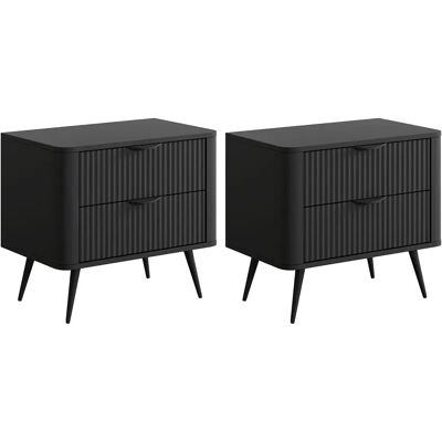 Unique Comodino 2 Cassetti Nero - Lotto Di 2 - Elonaria Unique Comodino 2 Cassetti Nero - Lotto Di 2 - Elonaria