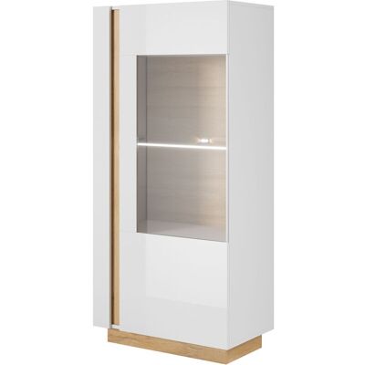 3XE LIVING Vetrina Bassa, Bianco + Bianco Lucido + Rovere Grandson, 72 X 154 X 40 Cm 3XE LIVING Vetrina Bassa, Bianco + Bianco Lucido + Rovere Grandson, 72 X 154 X 40 Cm