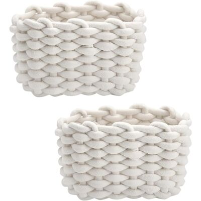 GABRIELLE Set Di 2 Cestini Portaoggetti Per Neonati, Cestini In Corda Di Cotone, Cestini Quadrati Intrecciati, Cestini Per Il Cambio Pannolini Adatti Per La Cameretta, La Camera Da Letto E Il Soggiorno (bianco) GABRIELLE Set Di 2 Cestini Portaoggetti Per Neonati, Cestini In Corda Di Cotone, Cestini Quadrati Intrecciati, Cestini Per Il Cambio Pannolini Adatti Per La Cameretta, La Camera Da Letto E Il Soggiorno (bianco)