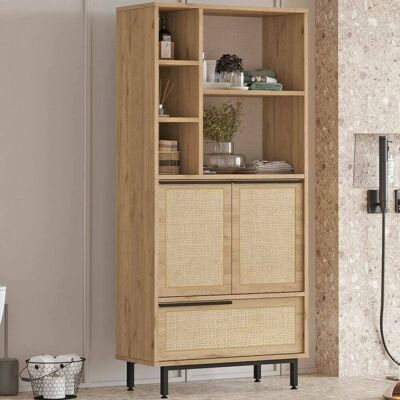 DMORA Credenza Vinta, Madia 5 Ripiani, 2 Ante, 8 Vani, 75x36x162h Cm Marrone Noce DMORA Credenza Vinta, Madia 5 Ripiani, 2 Ante, 8 Vani, 75x36x162h Cm Marrone Noce