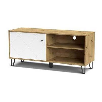 MARCA Mobile Porta Tv 1 Anta E Vano A Giorno Bollobo01b 123x40x55h Colore Rovere Bianco MARCA Mobile Porta Tv 1 Anta E Vano A Giorno Bollobo01b 123x40x55h Colore Rovere Bianco