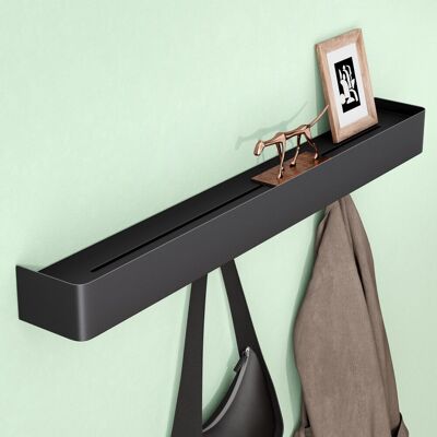 MAI & MAI Mensola Con Attaccapanni Da Parete Nascosti, Mensola In Metallo Rimovibile Con Ganci Per Ingresso, Camera Da Letto, Bagno E Soggiorno, 80cm, Nero Sabbia, Reglo-05 MAI & MAI Mensola Con Attaccapanni Da Parete Nascosti, Mensola In Metallo Rimovibile Con Ganci Per Ingresso, Camera Da Letto, Bagno E Soggiorno, 80cm, Nero Sabbia, Reglo-05