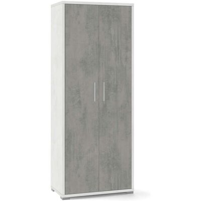 OEM Mobile 2 Ante Bianco E Cemento, 71x182x41 Cm OEM Mobile 2 Ante Bianco E Cemento, 71x182x41 Cm