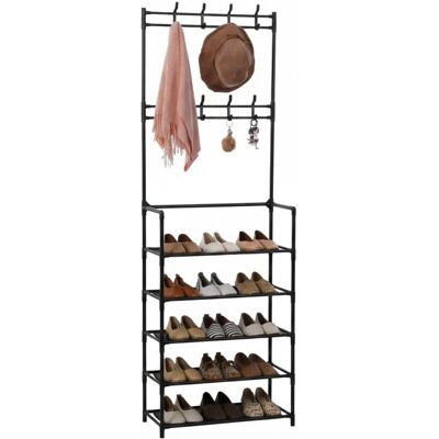 DASCK - Mobile Ingresso Scarpiera 5 Ripiani Con Appendiabiti 26 Cm - Nero DASCK - Mobile Ingresso Scarpiera 5 Ripiani Con Appendiabiti 26 Cm - Nero