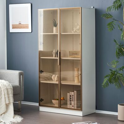 ELVMI Vetrina Con 2 Ante, 3 Livelli E Ripiani Regolabili, Led, Per Soggiorno O Sala Da Pranzo, 80x40x160 Cm ELVMI Vetrina Con 2 Ante, 3 Livelli E Ripiani Regolabili, Led, Per Soggiorno O Sala Da Pranzo, 80x40x160 Cm