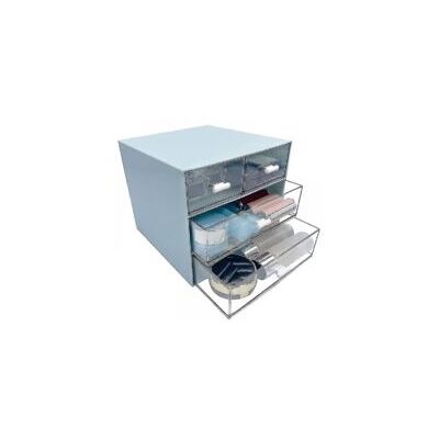 OEM Organizzatore Per Trucchi, Organizer Da Scrivania Con 4 Cassetti, Blu - Crezuo OEM Organizzatore Per Trucchi, Organizer Da Scrivania Con 4 Cassetti, Blu - Crezuo