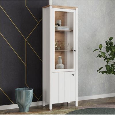 DMORA Vetrina Doreno, Mobile Espositore 4 Ripiani, 2 Ante, Con Piedini, 60x34x191h Cm Bianco Opaco DMORA Vetrina Doreno, Mobile Espositore 4 Ripiani, 2 Ante, Con Piedini, 60x34x191h Cm Bianco Opaco