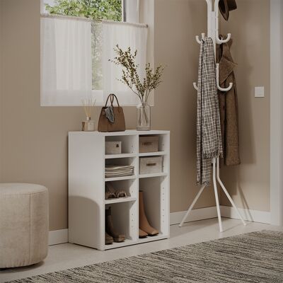 Vicco Scarpiera Lysander, Bianco, 53 X 65.5 Cm Con 7 Scomparti Aperti, Vicco Scarpiera Lysander, Bianco, 53 X 65.5 Cm Con 7 Scomparti Aperti,