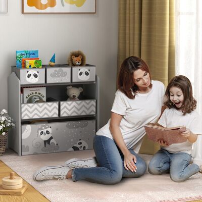 PZCC Organizzatore Per Giocattoli Per Bambini, Scaffale Portagiochi Con 6 Contenitori Rimovibili In Tessuto Non Tessuto, 63x30x66 Cm, Grigio PZCC Organizzatore Per Giocattoli Per Bambini, Scaffale Portagiochi Con 6 Contenitori Rimovibili In Tessuto Non Tessuto, 63x30x66 Cm, Grigio