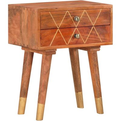 vidaXL Comodino - Legno di Mango Massiccio, Design Rustico, 2 Cassetti vidaXL Comodino - Legno di Mango Massiccio, Design Rustico, 2 Cassetti