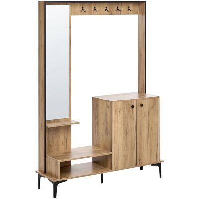 BELIANI Mobile Contenitore Per Ingresso Con Scarpiera L 120 Cm A 170 Cm Truciolato Marrone Chiaro Broome BELIANI Mobile Contenitore Per Ingresso Con Scarpiera L 120 Cm A 170 Cm Truciolato Marrone Chiaro Broome