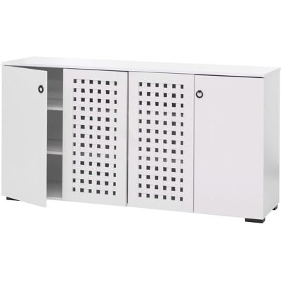 DÉCOSHOP26 Credenza A 4 Ante Design Intrecciato 3d 9 Scomparti 83x159x37 Cm Mdf Bianco 040009841 DÉCOSHOP26 Credenza A 4 Ante Design Intrecciato 3d 9 Scomparti 83x159x37 Cm Mdf Bianco 040009841