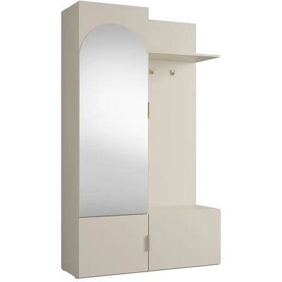 Unique Guardaroba Con Specchio E Vani Portaoggetti Beige E Dorato - Javeria Unique Guardaroba Con Specchio E Vani Portaoggetti Beige E Dorato - Javeria