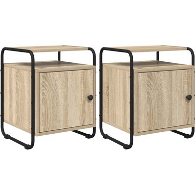 VIDAXL Armadio Da Notte 2 Pz Rovere Sonoma Legno Ingegnerizzato VIDAXL Armadio Da Notte 2 Pz Rovere Sonoma Legno Ingegnerizzato