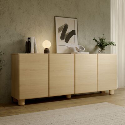DMORA Credenza Hamomole, Madia 4 Ripiani, Apertura Battente, 4 Ante, 200x38x80h Cm Marrone Rovere DMORA Credenza Hamomole, Madia 4 Ripiani, Apertura Battente, 4 Ante, 200x38x80h Cm Marrone Rovere