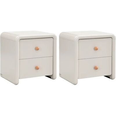 Unique Comodino Con 2 Cassetti Beige - Lotto Di 2 - Selorina Unique Comodino Con 2 Cassetti Beige - Lotto Di 2 - Selorina