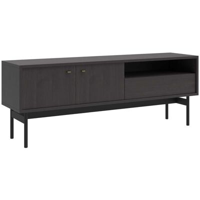SELSEY Olar Ii - Mobile Tv Con 2 Ante, 1 Cassetto E 1 Vano A Giorno - 154 Cm - Frassino Portland Nero SELSEY Olar Ii - Mobile Tv Con 2 Ante, 1 Cassetto E 1 Vano A Giorno - 154 Cm - Frassino Portland Nero