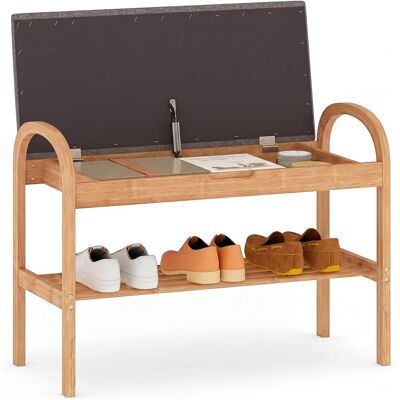 COSTWAY Panca Porta Scarpe,scarpiera Con Cuscino In Bambù Con 2 Livelli Con Ripiano,70x31,5x51 Cm COSTWAY Panca Porta Scarpe,scarpiera Con Cuscino In Bambù Con 2 Livelli Con Ripiano,70x31,5x51 Cm