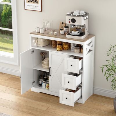 OEM Buffet Di Stoccaggio - Bianco E Legno - 100x40x105 Cm - 3 Cassetti & 2 Porte - Stile Scandinavo Laccato Ecologico OEM Buffet Di Stoccaggio - Bianco E Legno - 100x40x105 Cm - 3 Cassetti & 2 Porte - Stile Scandinavo Laccato Ecologico