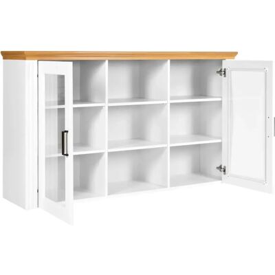 M&S Vetrina Credenza Da Salotto Con 2 Ante In Legno Massello Bianco Rovere M&S Vetrina Credenza Da Salotto Con 2 Ante In Legno Massello Bianco Rovere
