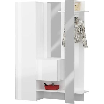 TOPQUALITY FURNITURE Mobile Da Ingresso Con Scarpiera Appendiabiti Specchio Bianco Lucido TOPQUALITY FURNITURE Mobile Da Ingresso Con Scarpiera Appendiabiti Specchio Bianco Lucido
