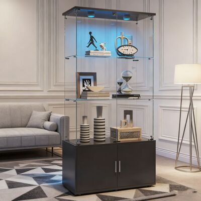 OEM Vetrina In Vetro - Vetrina Da Salotto - 3 Ripiani - Led - Armadio - 78 X 35 X 164 Cm OEM Vetrina In Vetro - Vetrina Da Salotto - 3 Ripiani - Led - Armadio - 78 X 35 X 164 Cm