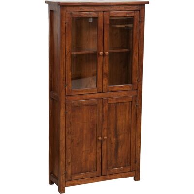 BISCOTTINI - Credenza cucina in legno massello con porte in vetro - 130x25x68 cm BISCOTTINI - Credenza cucina in legno massello con porte in vetro - 130x25x68 cm