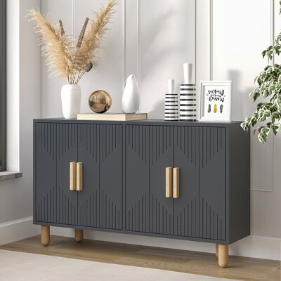 DMORA Credenza Colzano, Madia 2 Ripiani, 4 Vani, 4 Ante, 120x30x74h Cm Nero Antracite DMORA Credenza Colzano, Madia 2 Ripiani, 4 Vani, 4 Ante, 120x30x74h Cm Nero Antracite