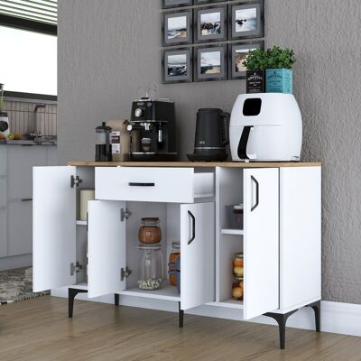 DMORA Credenza Piobbico, Madia Un Cassetto, 2 Ripiani, Apertura Battente, Scorrevole, 120x40x79h Cm Bianco DMORA Credenza Piobbico, Madia Un Cassetto, 2 Ripiani, Apertura Battente, Scorrevole, 120x40x79h Cm Bianco
