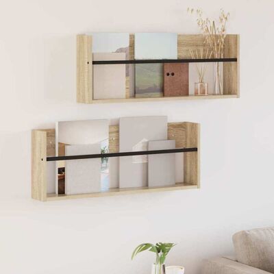 VIDAXL Scaffale Per Riviste 2 Pcs Rovere Sonoma 80 X 12 X 30 Cm VIDAXL Scaffale Per Riviste 2 Pcs Rovere Sonoma 80 X 12 X 30 Cm