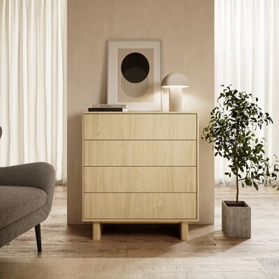 DMORA Credenza Hasavato, Madia 4 Cassetti, Un Ripiano, Apertura Scorrevole, 94x38x104h Cm Marrone Rovere DMORA Credenza Hasavato, Madia 4 Cassetti, Un Ripiano, Apertura Scorrevole, 94x38x104h Cm Marrone Rovere