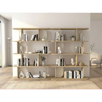 Unique Scaffale Con 4 Ripiani Naturale Chiaro E Beige - Lotto Di 2 - Neleria Unique Scaffale Con 4 Ripiani Naturale Chiaro E Beige - Lotto Di 2 - Neleria