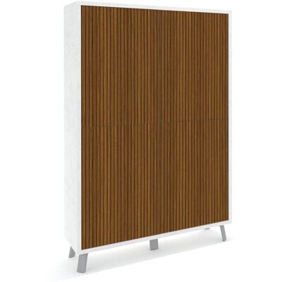 GIORDANOSHOP Mobile Soggiorno Madia Alta 4 Ante 108x41x161 Cm Ossido Bianco E Rovere Dogato GIORDANOSHOP Mobile Soggiorno Madia Alta 4 Ante 108x41x161 Cm Ossido Bianco E Rovere Dogato