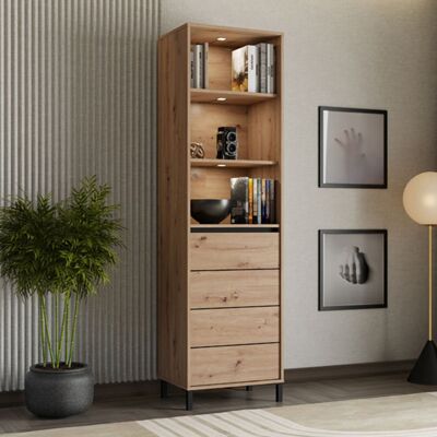 DMORA Vetrina Calto, Mobile Espositore 4 Ripiani, Un'anta, Con Piedini, 55x40x193h Cm Marrone Rovere Nodi DMORA Vetrina Calto, Mobile Espositore 4 Ripiani, Un'anta, Con Piedini, 55x40x193h Cm Marrone Rovere Nodi