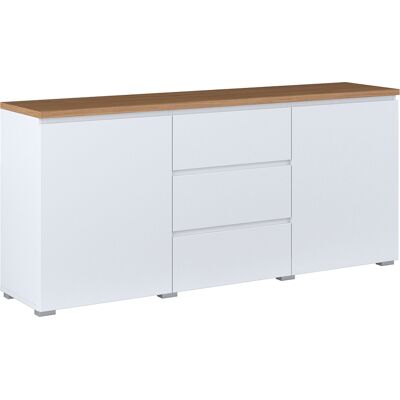 PETITS-MEUBLES Buffet 2 Ante 3 Cassetti Liko Bianco E Marrone 67,9cm PETITS-MEUBLES Buffet 2 Ante 3 Cassetti Liko Bianco E Marrone 67,9cm