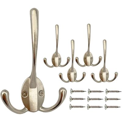 OEM Appendiabiti Da Parete In Stile Retrò Con Cinque Staffe A Tre Ganci E Viti. Ideale Per La Casa Permette Di Appendere Cappotti, Accappatoi, Asciugamani, Cappelli, Chiavi E Borse. Colore Argento. OEM Appendiabiti Da Parete In Stile Retrò Con Cinque Staffe A Tre Ganci E Viti. Ideale Per La Casa Permette Di Appendere Cappotti, Accappatoi, Asciugamani, Cappelli, Chiavi E Borse. Colore Argento.