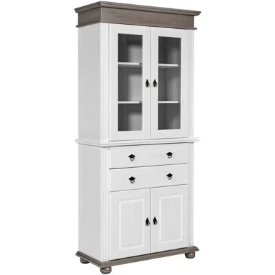M&S Vetrina Credenza In Legno Bianco Grigio Con 4 Ante Da Soggiorno Cucina M&S Vetrina Credenza In Legno Bianco Grigio Con 4 Ante Da Soggiorno Cucina
