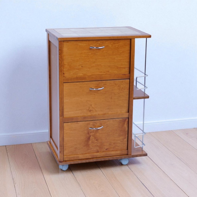 LIBEROSHOPPING - Carrello Da Cucina Con Ante A Ribalta E Portabottiglie Rovere LIBEROSHOPPING - Carrello Da Cucina Con Ante A Ribalta E Portabottiglie Rovere