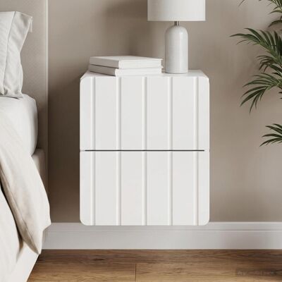 VIDAXL Mobiletto Da Notte A Muro Bianco Lucido 33 X 34,5 X 43 Cm VIDAXL Mobiletto Da Notte A Muro Bianco Lucido 33 X 34,5 X 43 Cm