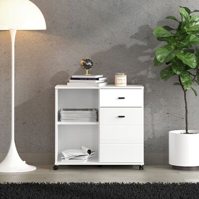 DMORA Credenza Majuli, Madia 2 Ripiani, Un Cassetto, Un'anta, 77x35x72h Cm Bianco DMORA Credenza Majuli, Madia 2 Ripiani, Un Cassetto, Un'anta, 77x35x72h Cm Bianco