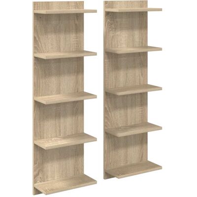 VIDAXL Scaffale Da Parete 2 Pz Rovere Sonoma 30 X 15 X 100 Cm VIDAXL Scaffale Da Parete 2 Pz Rovere Sonoma 30 X 15 X 100 Cm