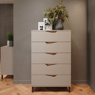 Vicco Cassettiera Per Camera Da Letto Marelle, Greige/rovere Artigianale, 76 X 120 Cm Con 5 Cassetti, Vicco Cassettiera Per Camera Da Letto Marelle, Greige/rovere Artigianale, 76 X 120 Cm Con 5 Cassetti,