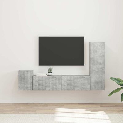VIDAXL Set Mobile Tv 4 Pz Grigio Cemento Legno Ingegnerizzato VIDAXL Set Mobile Tv 4 Pz Grigio Cemento Legno Ingegnerizzato