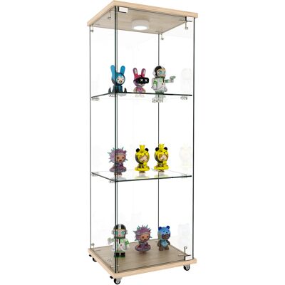 STILVORA Vetrina Libreria Con 1 Porta, 3 Ripiani E Led, In Mdf E Vetro, Naturale, 42.5×36.5×120 Cm STILVORA Vetrina Libreria Con 1 Porta, 3 Ripiani E Led, In Mdf E Vetro, Naturale, 42.5×36.5×120 Cm