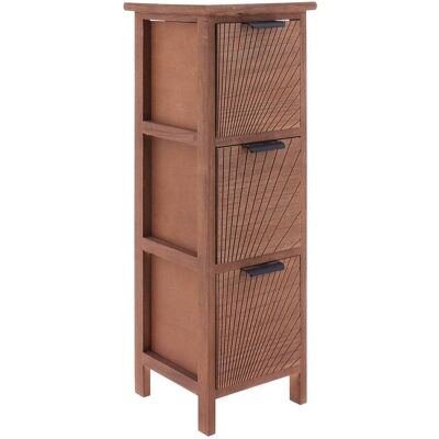 TENDANCE Mobile In Pioppo Paulownia Mdf Con 3 Cassetti Bassi E Maniglie In Metallo Sonora - Marrone - TENDANCE Mobile In Pioppo Paulownia Mdf Con 3 Cassetti Bassi E Maniglie In Metallo Sonora - Marrone -