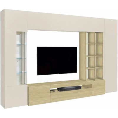 TOPQUALITY FURNITURE Parete Soggiorno Attrezzata Porta Tv Vetrina Libreria Beige Rovere TOPQUALITY FURNITURE Parete Soggiorno Attrezzata Porta Tv Vetrina Libreria Beige Rovere